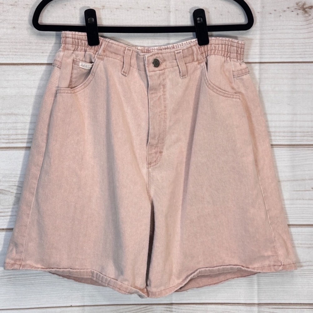 Vintage Lee Denim Shorts Womens 14 Pink High Waisted Elastic Waist